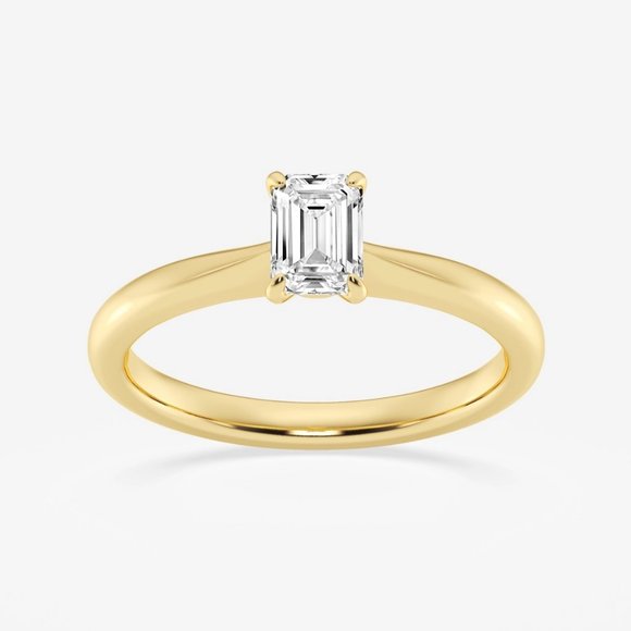 1/2 ctw Emerald Lab Grown Diamond Petite Solitaire Engagement Ring - Picture 3 of 6